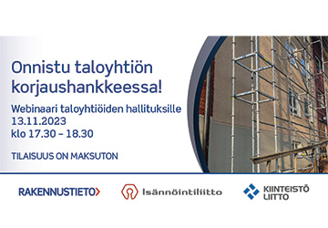 Onnistu taloyhtiön korjaushankkeessa! Webinaari taloyhtiöiden hallituksille.