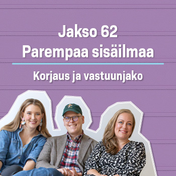 Jakso 62 Parempaa sisäilmaa, Korjaus ja vastuunjako, Kuvassa Taloyhtiökupla-podcastin kolmikko